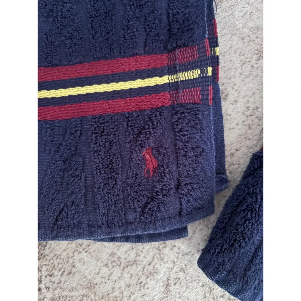Vtg Ralph Lauren Home Blue Yellow Red Set Of 2 Hand Towels